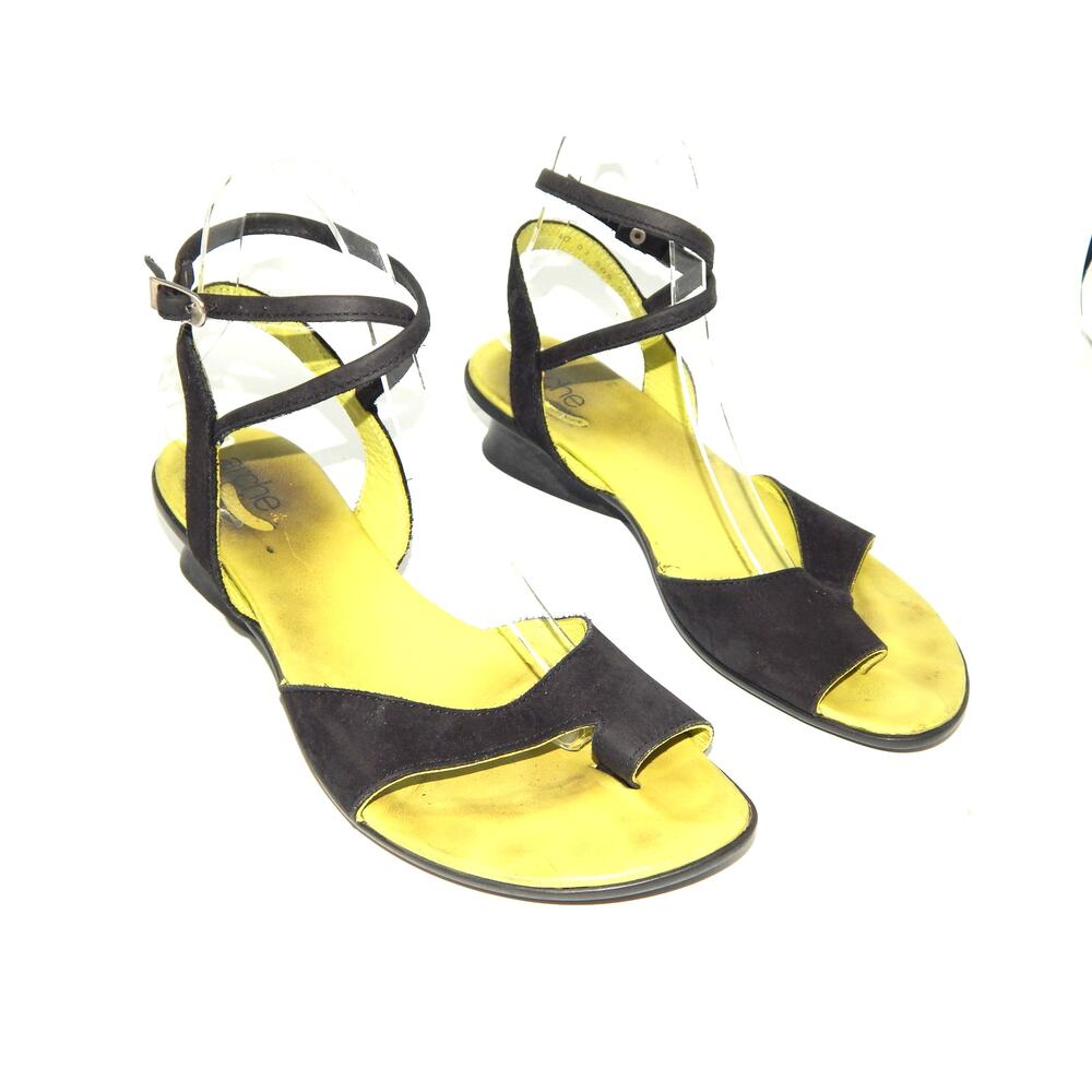 Arche Black Nubuck Leather Sandals Women Size 9